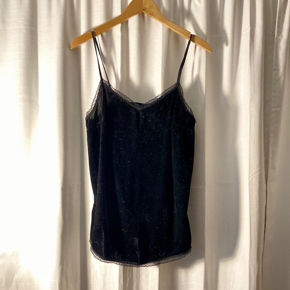 Velvet like top.